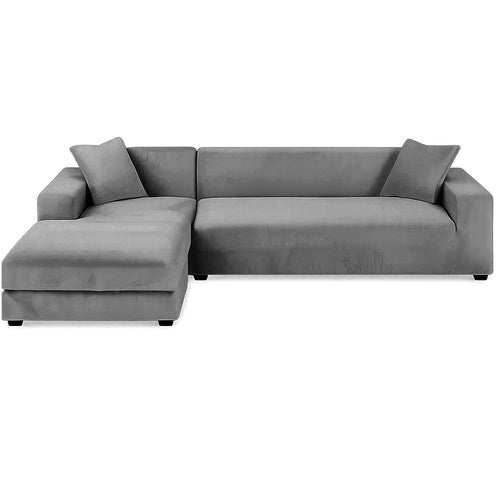 Husa din catifea pentru canapea si fata de perna, Zola, universala, lungime 190-230 cm, dimensiuni perna 45 x 45 cm, benzi elastice, impermeabila, gri inchis Husa din catifea pentru canapea si fata de perna, Zola, universala, lungime 190-230 cm, dimensiuni perna 45 x 45 cm, benzi elastice, impermeabila, gri inchis